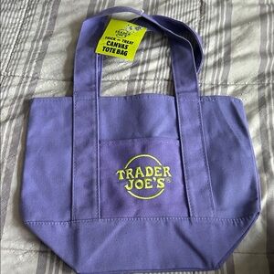 TRADER JOES’s Limited Edition Mini PURPLE Canvas Tote Bag BTAND NEW WITH TAG